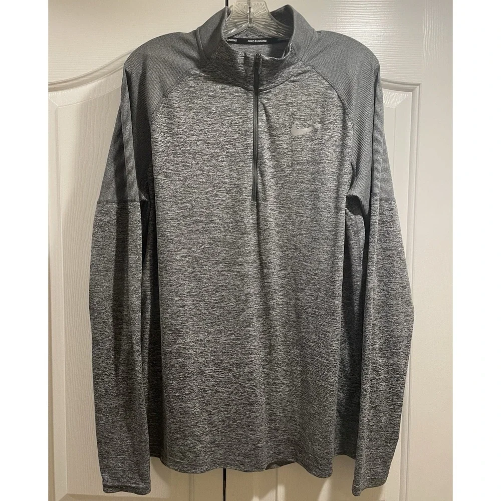 Nike Running Dri-FIT 1/4 Zip Performance Pullover Men's Large Gray Heather